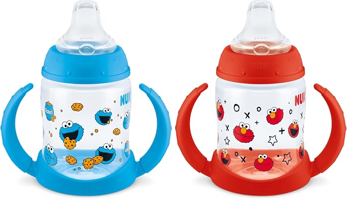 NUK Learner Cup, Sesame Street, Elmo and Cookie Monster – Soft Spout, Easy-Grip by NUK
