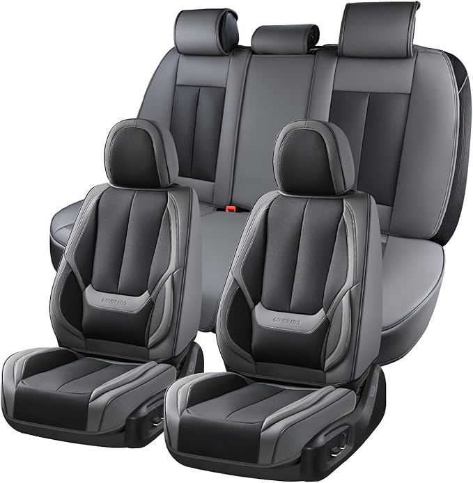 Coverado Car Seat Covers Full Set, Car Seat Protector Waterproof, Nappa Leather by COVERADOAUTO