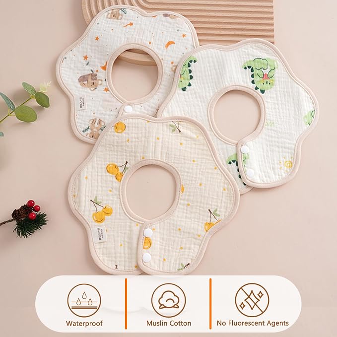 Baby Bibs Muslin Bibs 8 Pack for Drooling and Teething for Unisex Girls Boys - Image 5