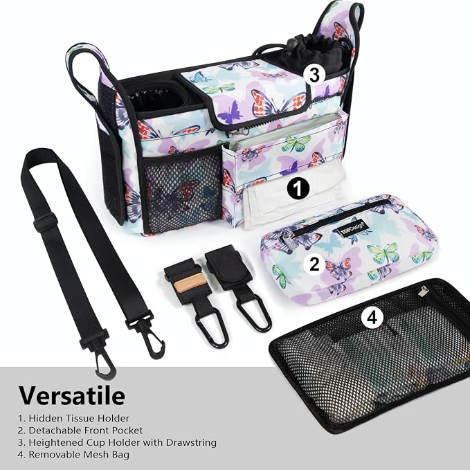 TOPDesign Universal Baby Stroller Organizer, Stroller Caddy - Image 2