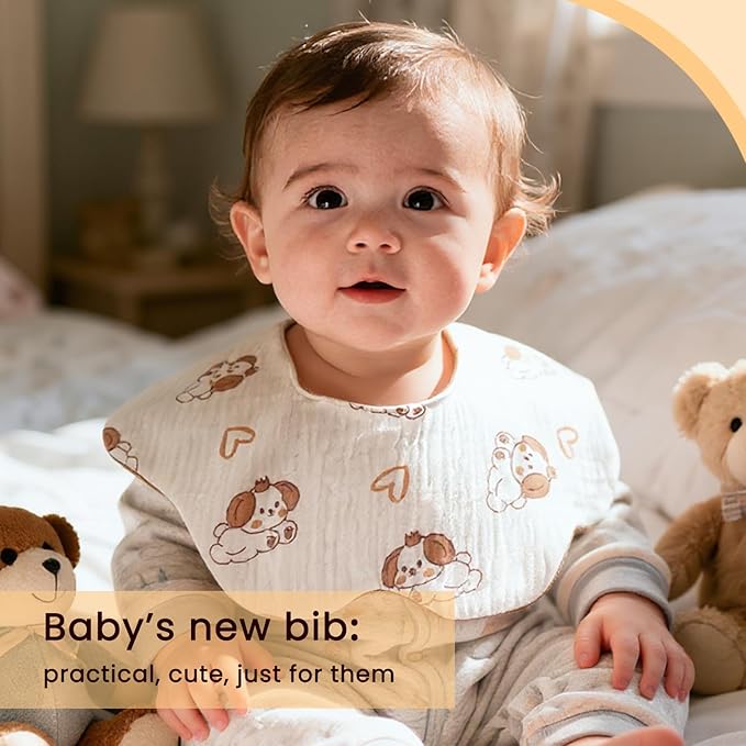 Baby Bibs Muslin Bibs for Baby Girl Boy for Drooling and Teething 10 Pack - Image 6