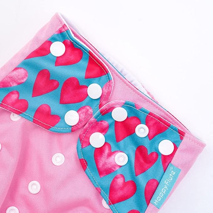 HappyFlute 4 Sets Newborn Baby Cloth Pocket Diapers One Size Adjustable Reusable - Image 4