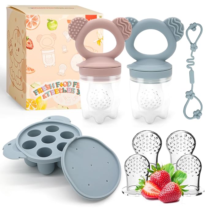 2 Pack Silicone Baby Food Feeders + Mini Freezer Tray by HomeTTER