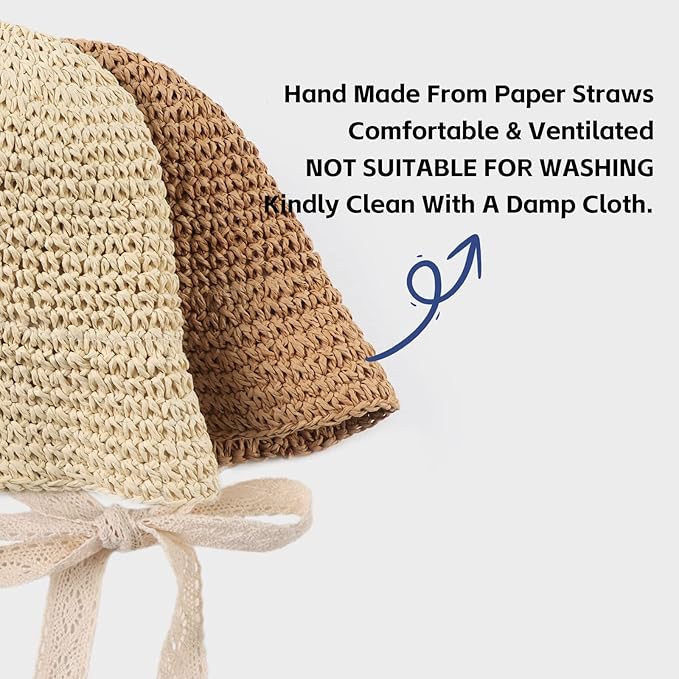 Baby Girl Straw Hat Outdoor Baby Sun Protection Hats Summer Bowknot Beach Cap - Image 3
