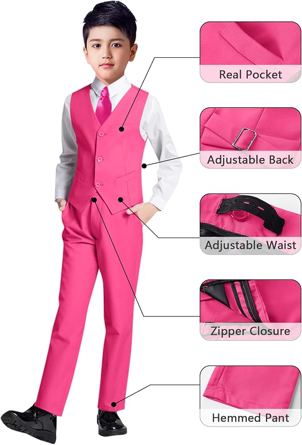YuanLu Boys Suit for Kids Tuxedo Wedding Ring Bearer Outfit, 5 Piece Boy Slim - Image 4