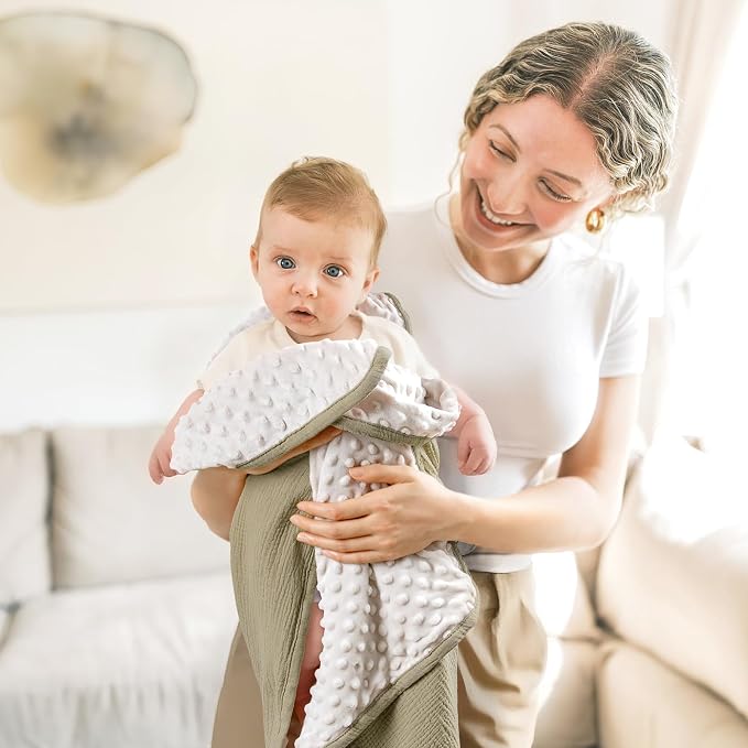 lulumoon Baby Blanket for Newborn Receiving: Minky Dot & Muslin Lightweight - Image 8