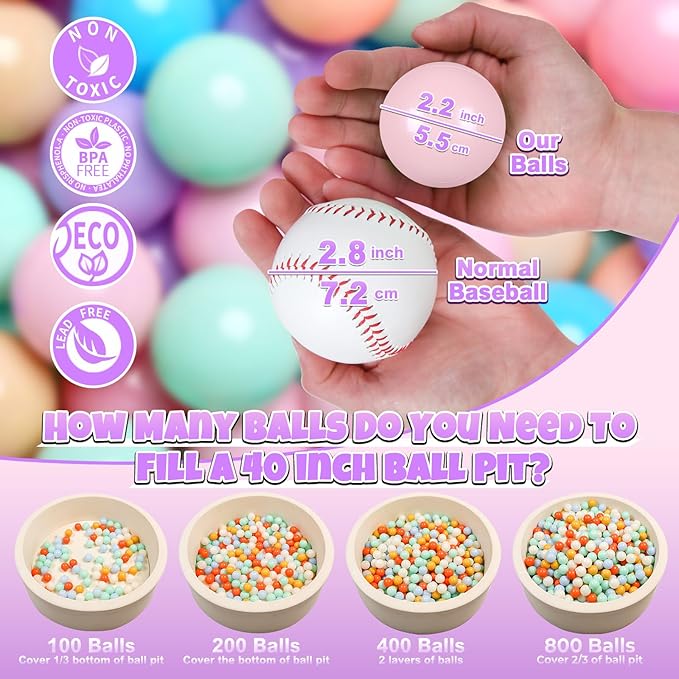 GOGOSO Ball Pits Balls for Toddlers Pack of 50 100 200 Plastics Shape Ball - Image 2
