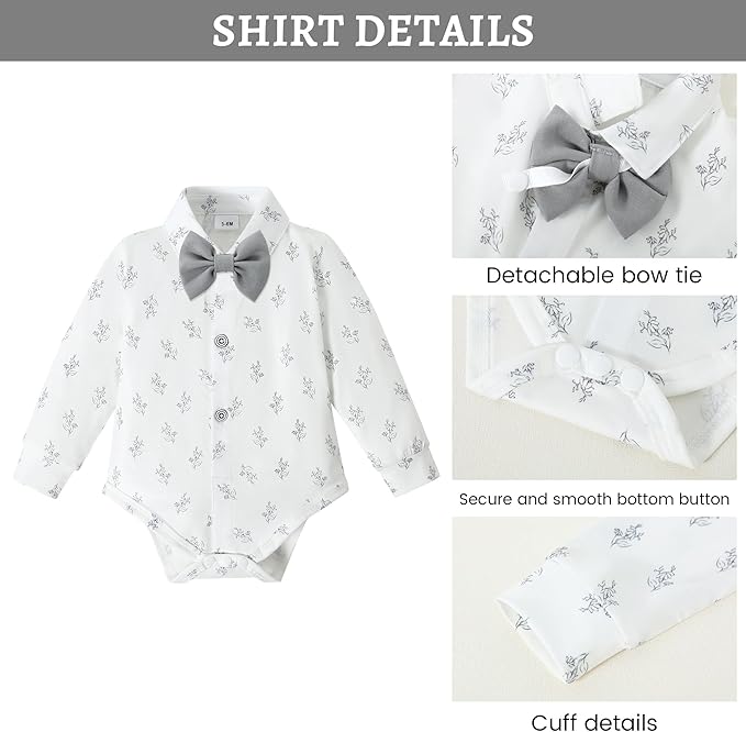 SANMIO Baby Boy Clothes Suits Infant Gentleman Outfit Collared Dress - Image 4