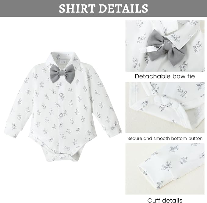 SANMIO Baby Boy Clothes Suits Infant Gentleman Outfit Collared Dress - Image 4