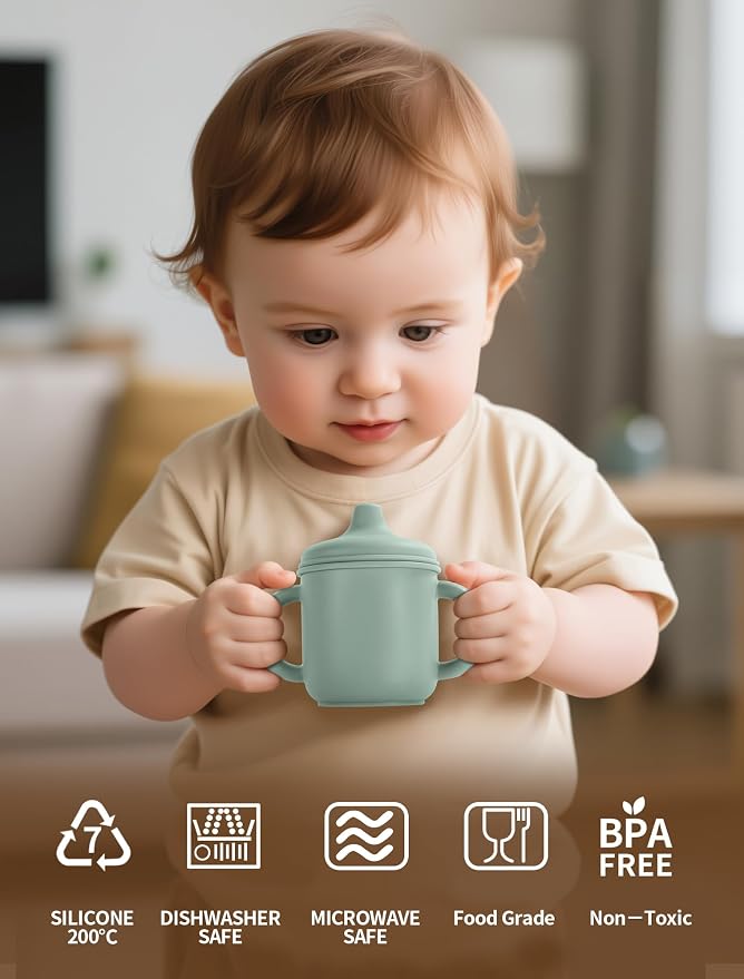 Silicone Toddler Cups Set, 2 Straw Cups and 2 Sippy Cups - Image 4