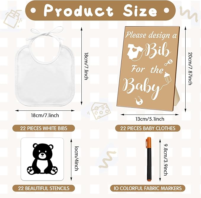 Newwiee 55 Pcs White Bibs for Baby Decorating Design a Bib Decorate Plain - Image 2