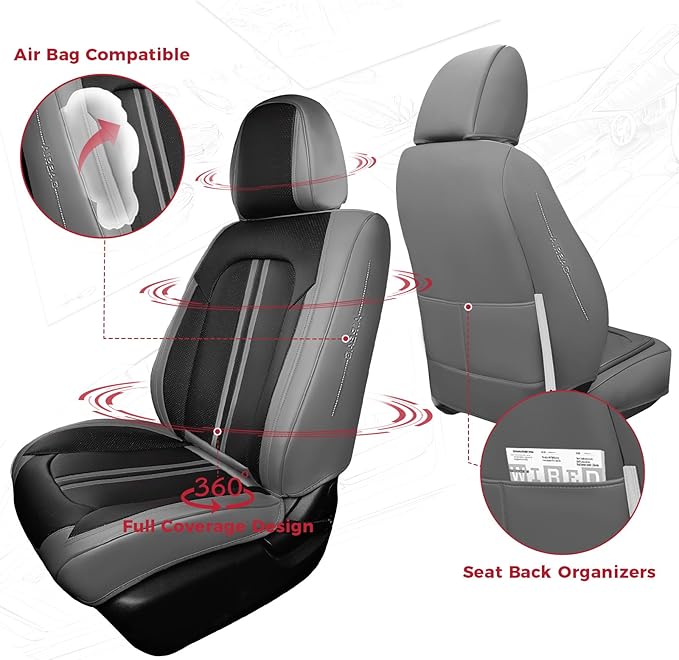 FREESOO Car Seat Covers Full Set, Leather Seat Covers - Image 2
