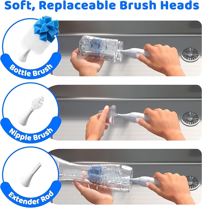 Electric Bottle Brush Cleaner, IPX7 Waterproof Baby Bottle Brush - Image 8