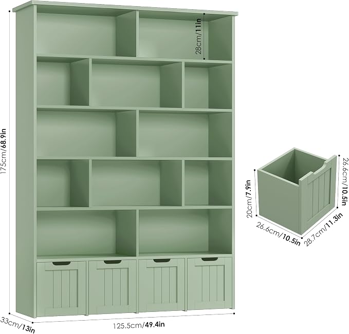 FINETONES 69" H Toy Storage Organizer, 6 Tier Tall Kids Bookshelf - Image 2