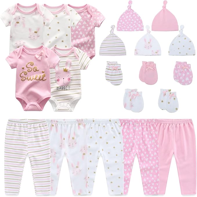 Unisex Baby Boy Girl Bodysuits Sets 20 Pack Cotton Casual New Born Clothes by JELYLOVE