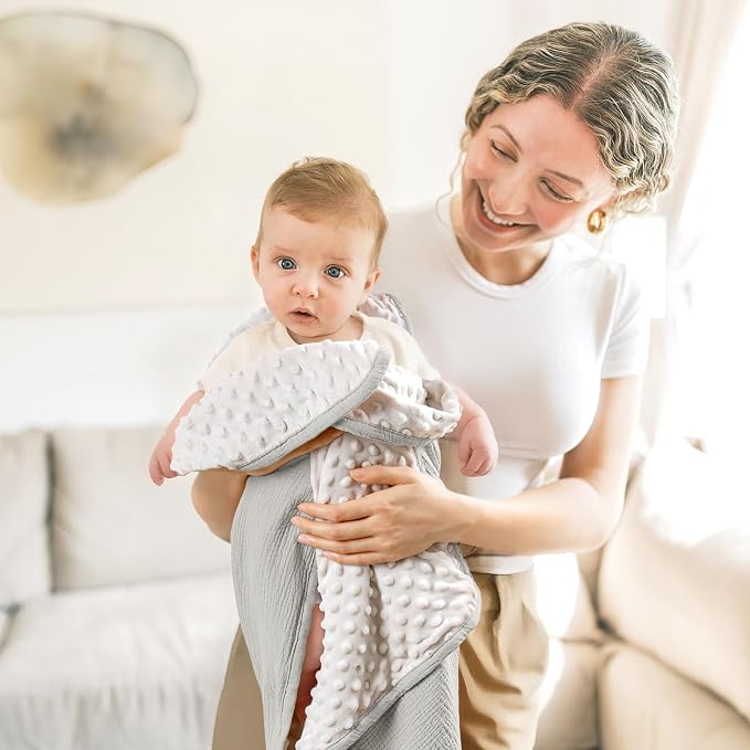 lulumoon Baby Blanket for Newborn Receiving: Minky Dot & Muslin Lightweight - Image 6