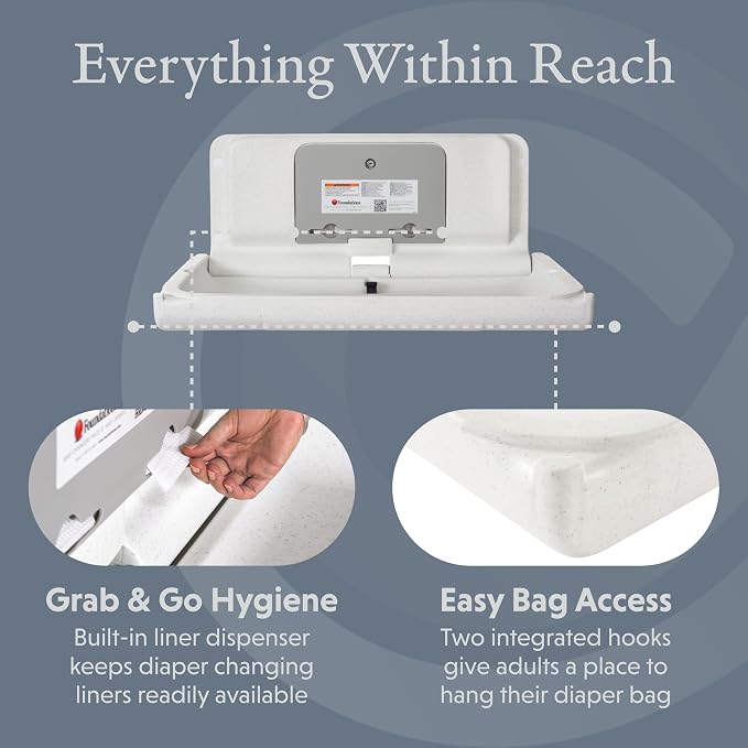 Foundations Ultra Horizontal Wall Mounted Baby Diaper Changing Station - Image 4