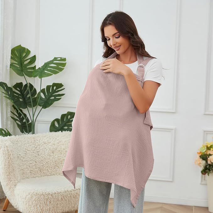 Muslin Nursing Cover for Baby Breastfeeding, Breathable 100% Cotton - Image 5