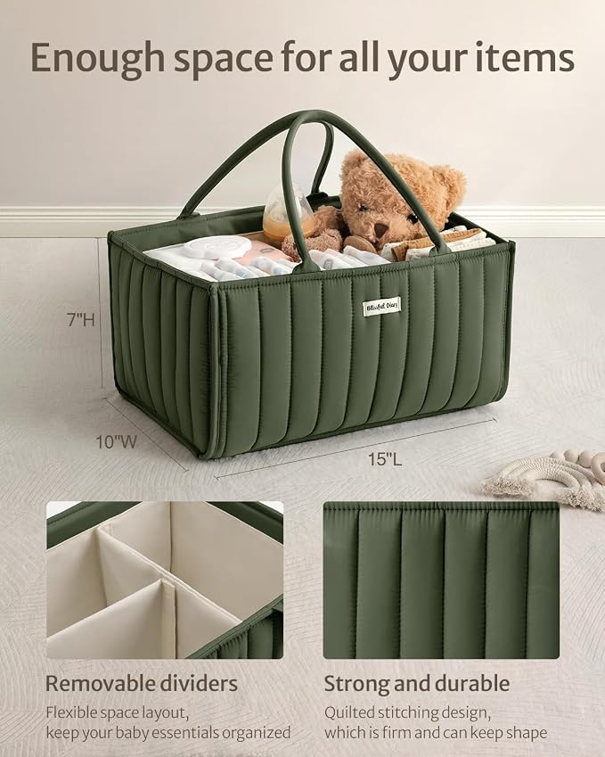 Blissful Diary Baby Diaper Caddy Organizer, Stylish Storage Basket - Image 3