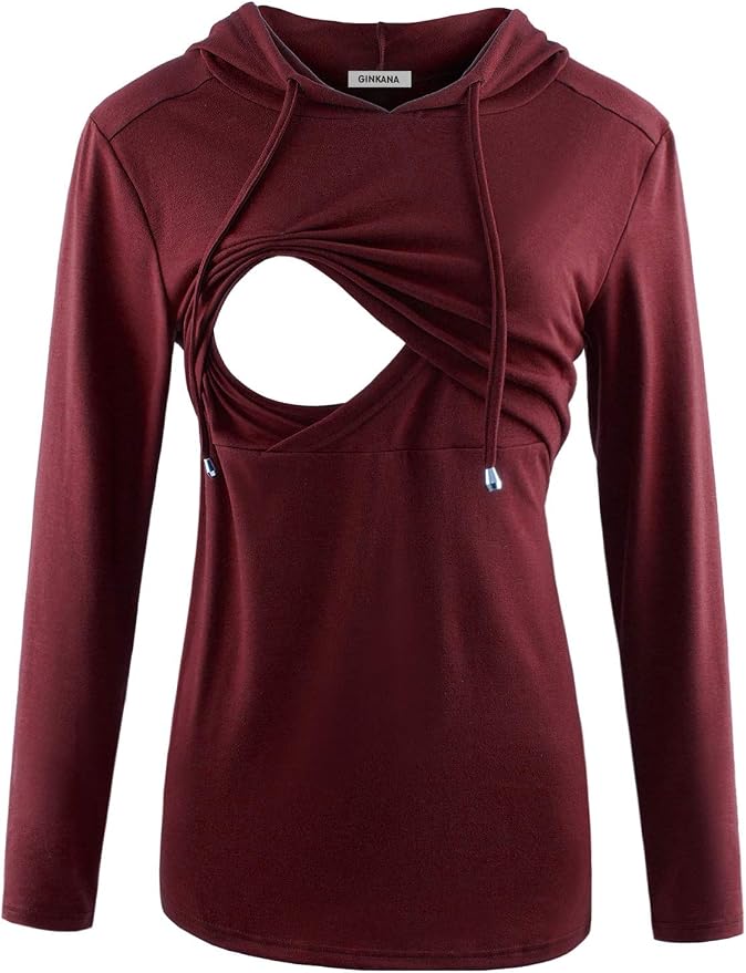 GINKANA Women's Nursing Hoodie Sweatshirt Long Sleeves Breastfeeding Maternity by GINKANA