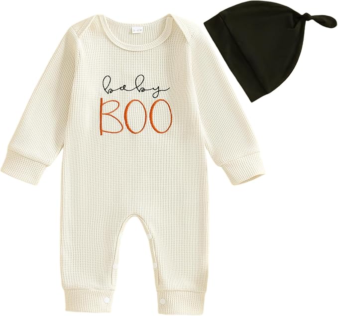 Newborn Infant Baby Boy Halloween Outfit Little Pumpkin Embroidery Romper by Doqcey