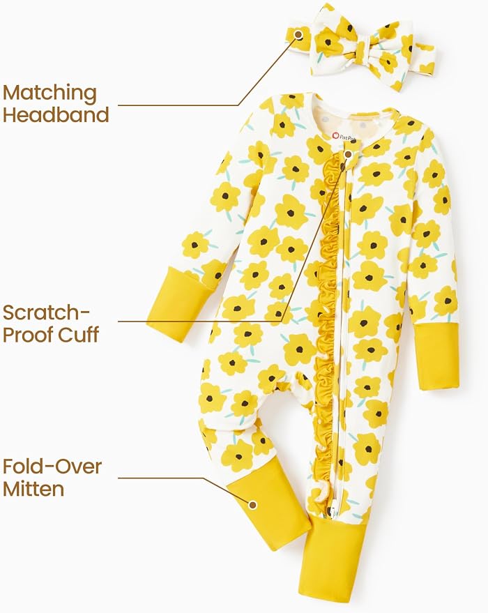 PATPAT Baby Girl Boy Clothes Newborn Infant Footie – Soft Viscose from Bamboo– - Image 6