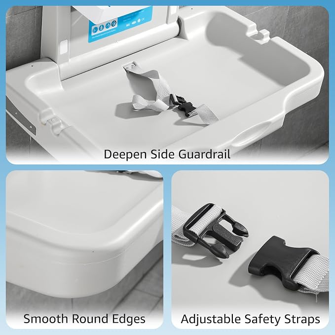 Baby Changing Station Wall Mounted: Horizontal Diaper Changing Table Foldable - Image 3