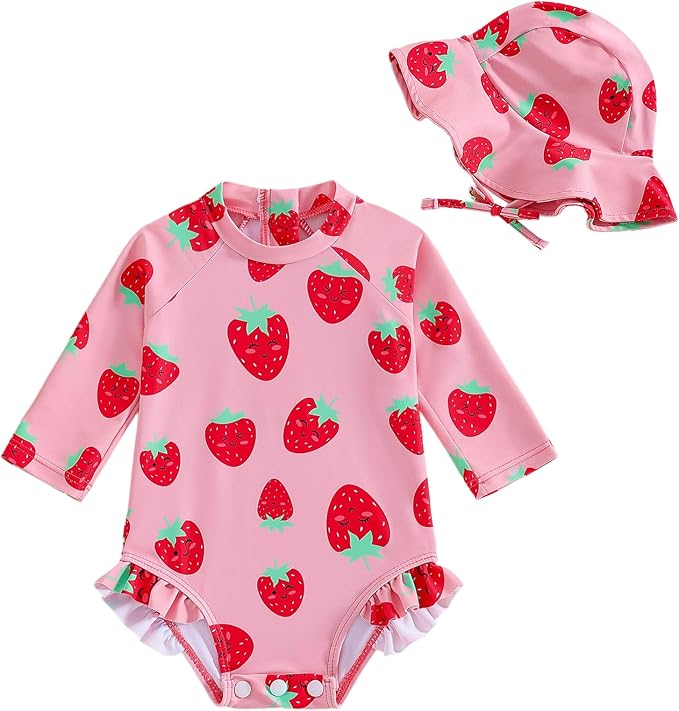 WOLBAY Baby Girl Swimsuit Long Sleeve One Piece Rash Guard by WOLBAY
