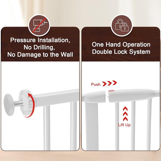 DEARBB Extra Wide Baby Gate Ultra Narrow Spacing 30.11-77.36" Pressure Mounted - Image 4
