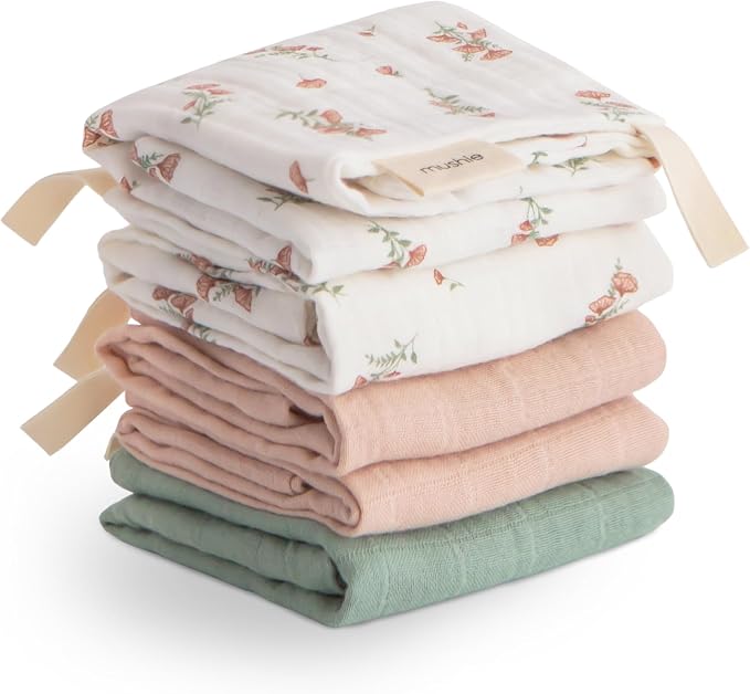 mushie Muslin Organic Cotton Washcloths 5-Pack | Soft Wipes by mushie