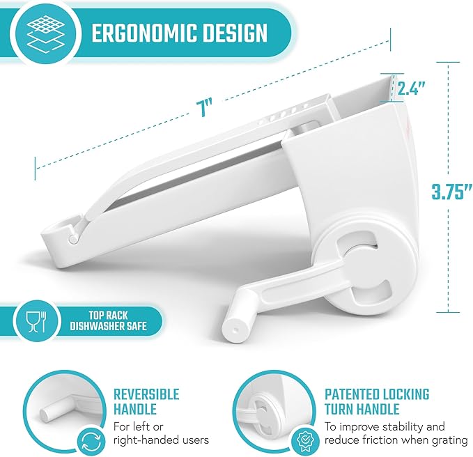 Parmesan Cheese Grater Hand Crank, Restaurant-Grade Rotary Cheese Grater - Image 4