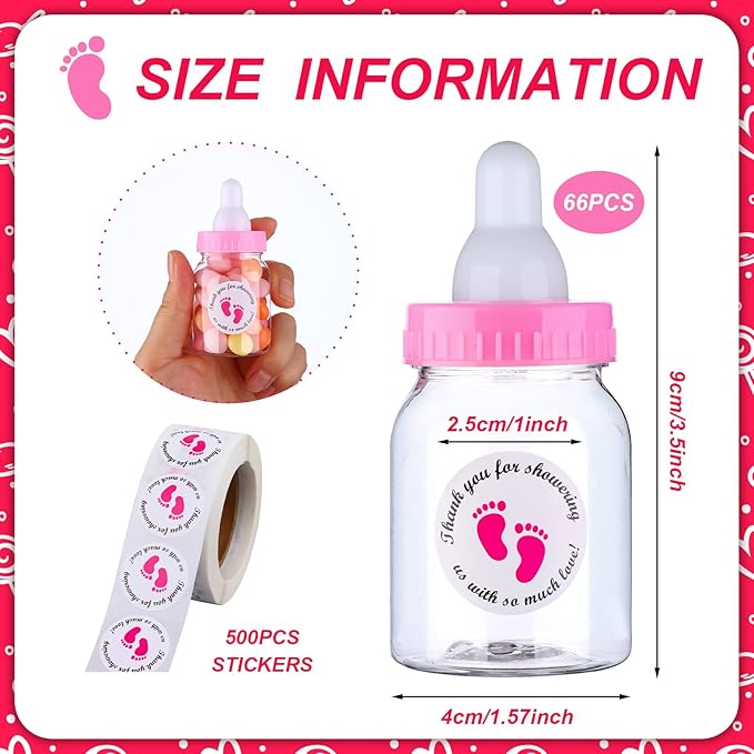 62 Pcs 3.5 Inch Baby Mini Milk Bottle Baby Shower Favor - Image 2