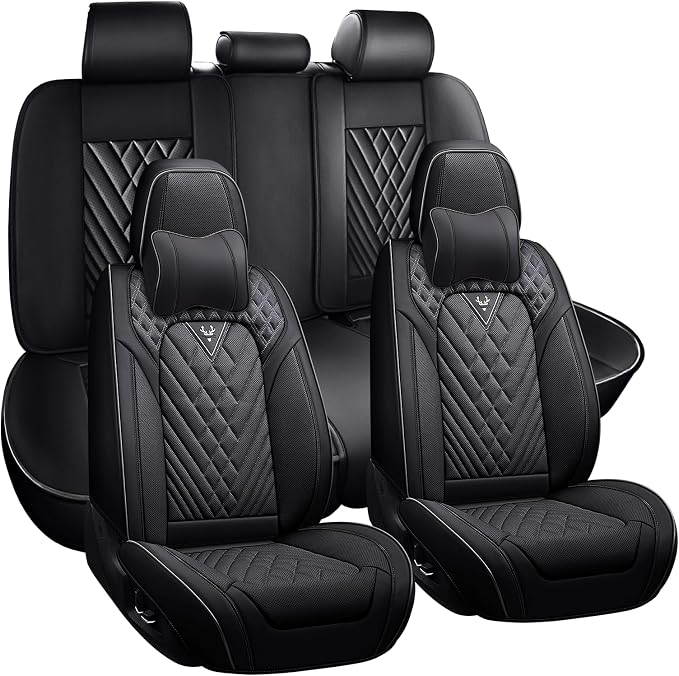 Car Seat Cover Full Set, Waterproof Leather Seat Cover, Front and Rear Auto by Unknown