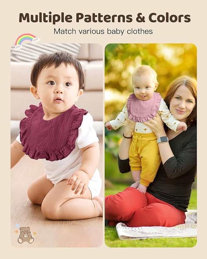 Lictin 8-Pack Muslin Baby Bibs - Image 6
