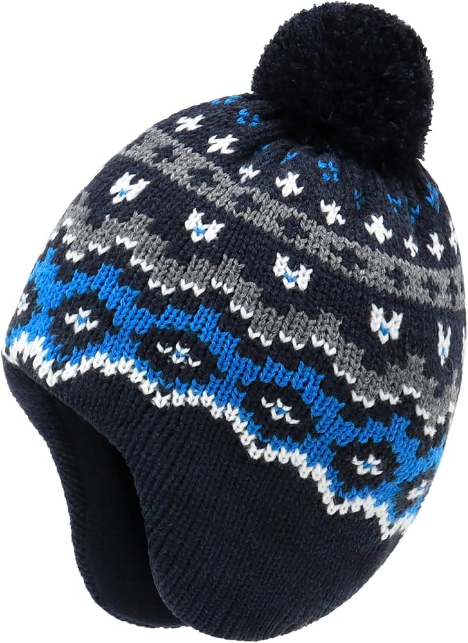 Duoyeree Kids Beanie Hat for Boys Girls Pom-pom Kint Hats Cozy Lining Winter by Duoyeree