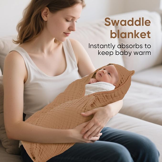 Muslin Hooded Baby Towels 100% Cotton ，Super Soft Muslin Baby Bath Towel - Image 6