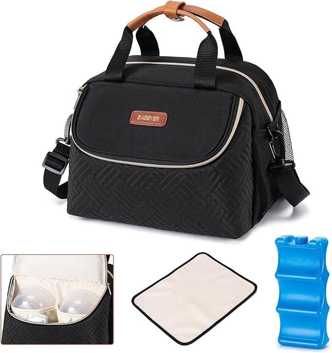 Breastmilk Cooler Bag with Ice Pack Fits 6 Baby Bottles up to 9 Ounce, Wearable by BABEYER