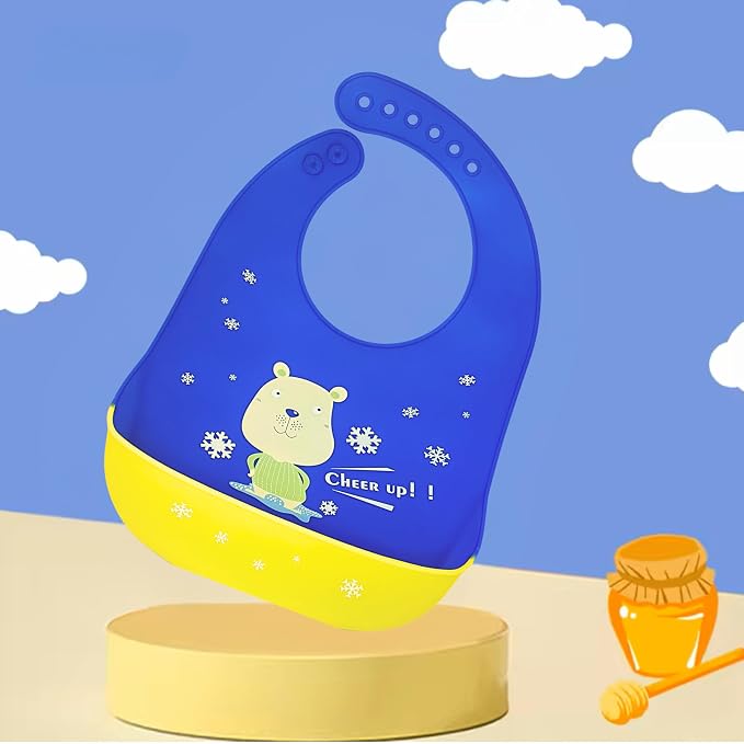Silicone Baby Bibs Unisex, Self-Feeding, Catch-all Large Pocket, 6-48 months - Image 4