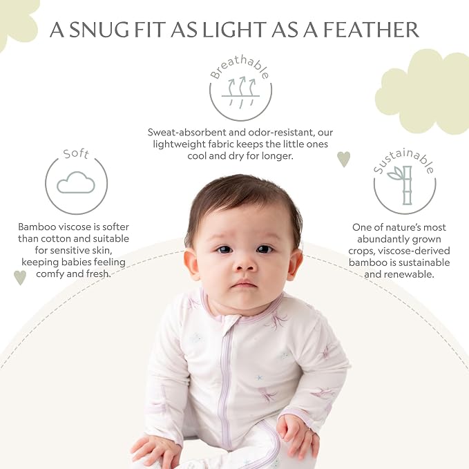 Bamboo Little Soft Baby Footie Pajamas, Baby Clothes, Newborn Sleepers - Image 3