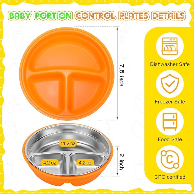 Nuogo 2 Pcs Stainless Steel Baby Suction Plates - Image 3