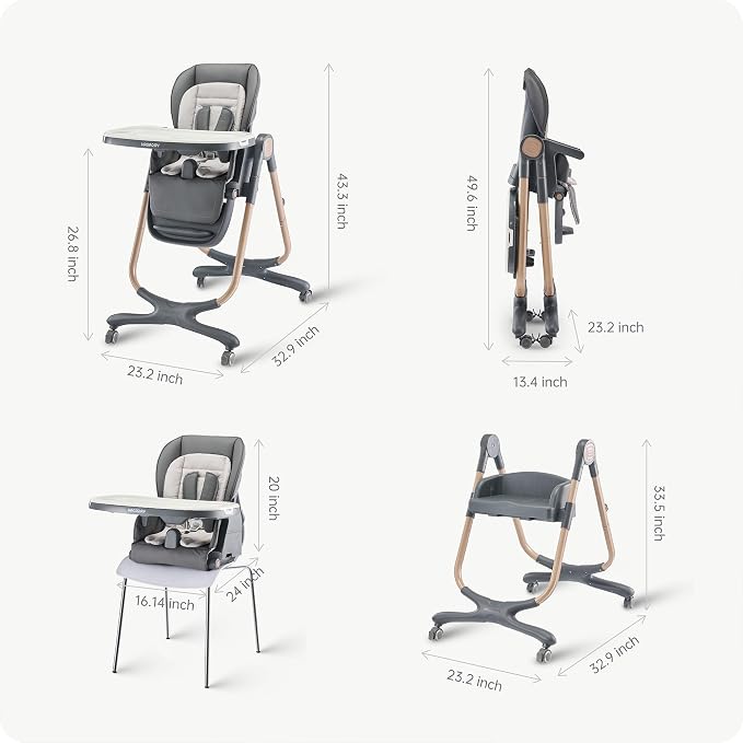 6 in 1 Convertible High Chairs for Babies and Toddlers, Portable High Chair - Image 7