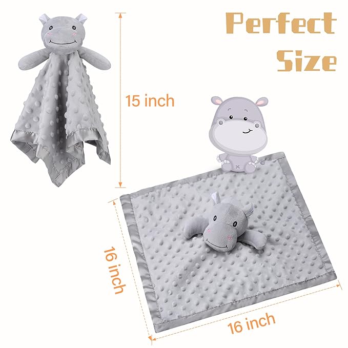 Pro Goleem Hippo Loveys for Babies, Soft Security Blanket Baby Snuggle Toy - Image 6
