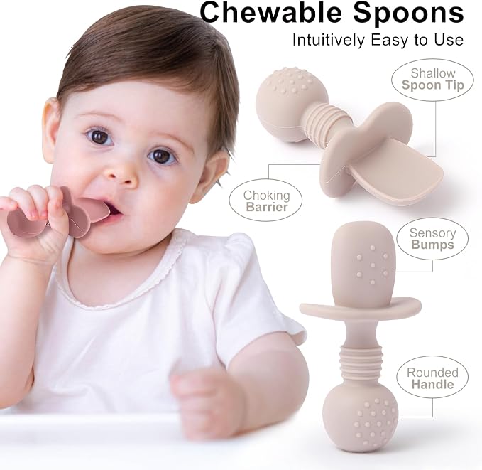 6 Pack Baby Spoons and Forks Set, Silicone Baby Spoons Self Feeding 6 Months - Image 2