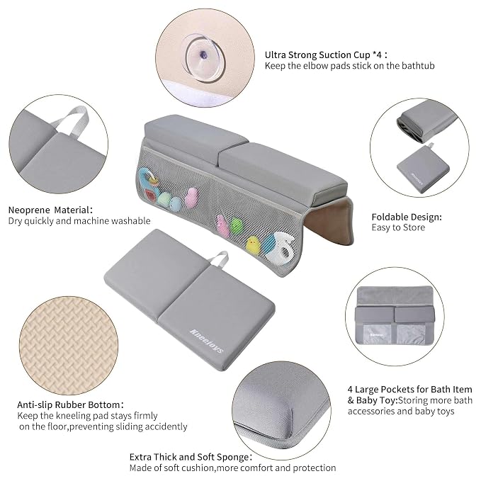Bath Kneeler and Elbow Rest Pad Bath Kneeler Baby Bath Mat Kneeling Pad Bath - Image 4