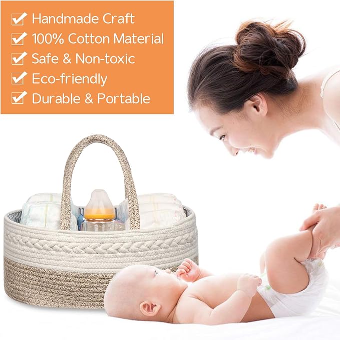 Baby Diaper Caddy Organizer -100% Cotton Baby Basket Bin - Image 4