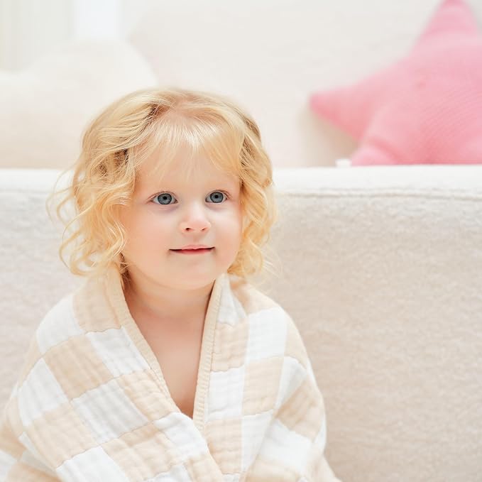 Ultra-Soft Checkered Muslin Baby Blanket - Image 2