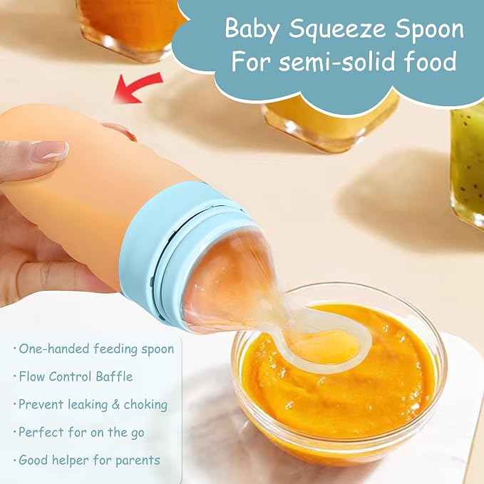 WAJIAYON Baby Food Feeder 4 Pack Silicone Baby Food Dispensing Spoon-3 oz - Image 4
