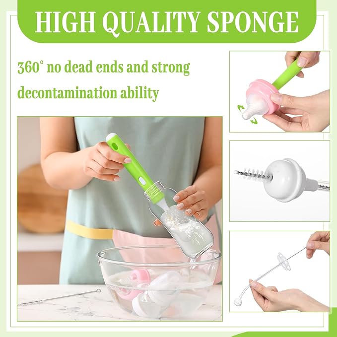 22 Pcs Sponge Bottle Nipple Brushes Set Including 12 Pcs Bottle Sponge Brush - Image 3