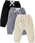 Sejardin Toddler Baby Boy Girl Pants 3 Pack Solid Color Elastic Waist Jogger by Sejardin