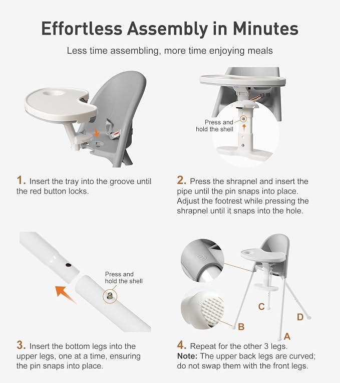 Funny Supply 3-in-1 Cute Folding High Chair, High Chairs - Image 4
